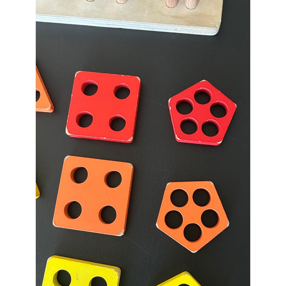 Wooden Shape Sorter Stacking Toy Geometric Blocks Montessori Educational Toddler - Picture 7 of 9